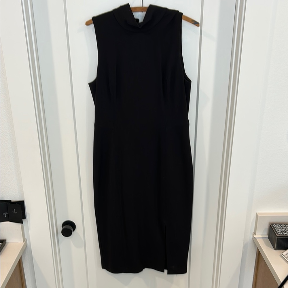 White House Black Market Black Mock Neck Sheath Dress